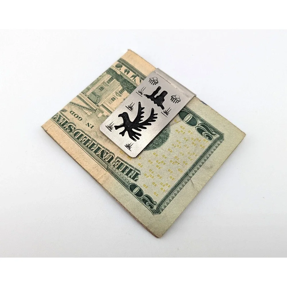 Handmade Sterling Silver Money Clip Genuine Native American Signed Bia Eagle ***